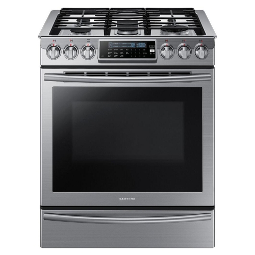 Samsung 30 in. 5.8 cu. ft. Slide-In Gas Range with Self-Cleaning Convection Oven in Stainless Steel