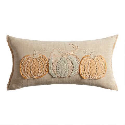 Oversized Natural and Ivory Triple Pumpkin Lumbar Pillow