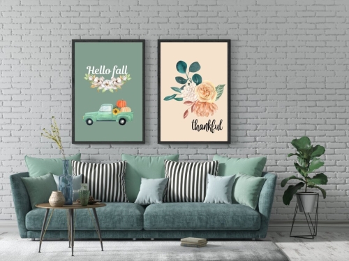 Set of 2 Fall wall art